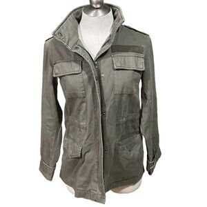 GARAGE Women’s Zip‎ Up 100% Cotton Utility Combat Jacket Olive Green Size XS EUC